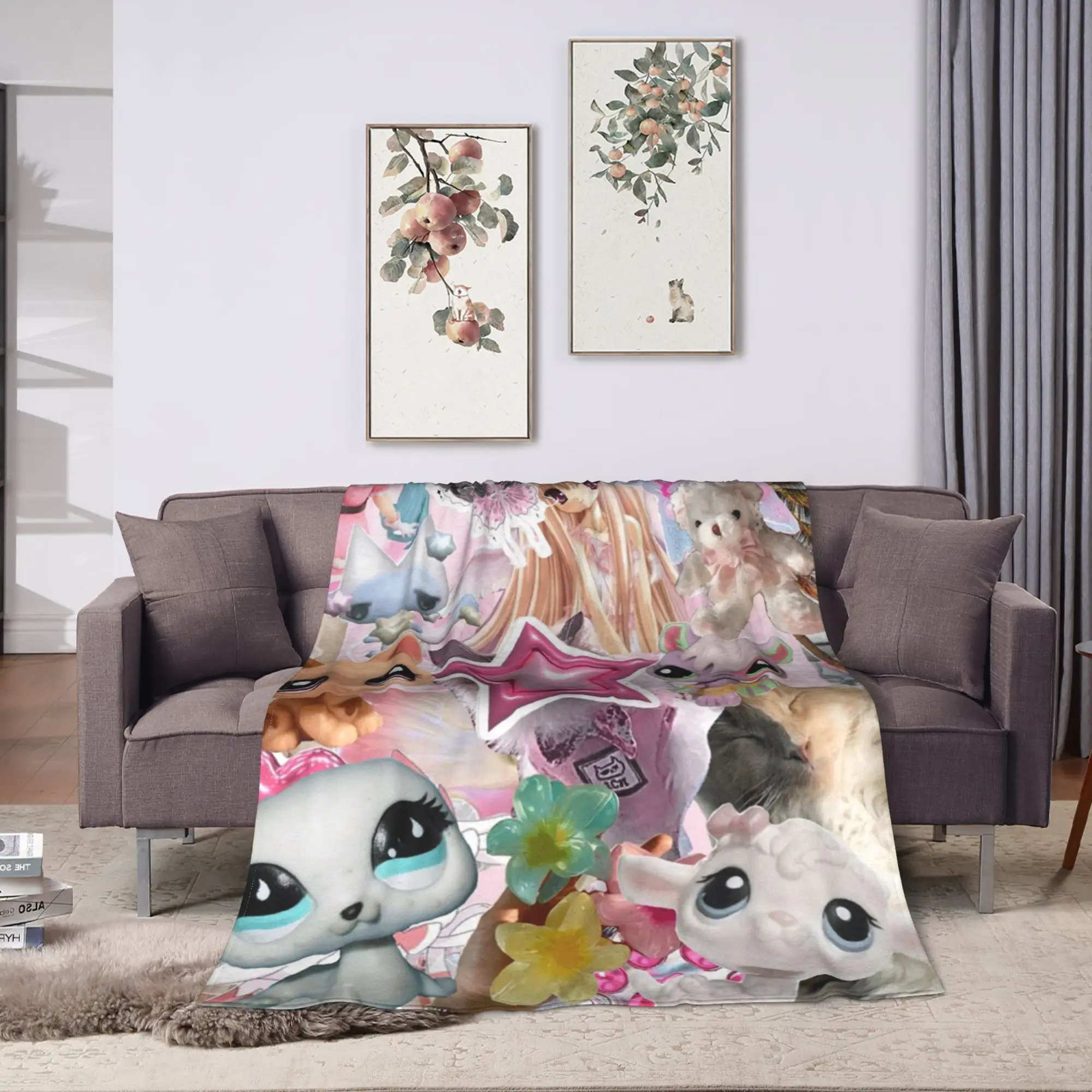 Littlest Pet Shop Warm Soft Blanket  Children Plush Bedding Throws Street Trend Couch Chair Flannel Bedspread Sofa Bed Cover