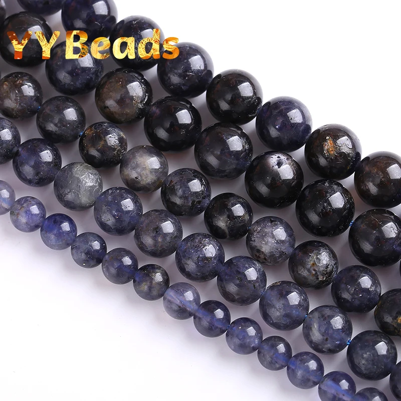 Genuine Natural Purple Cordierite Lolite Stone Beads Round Loose Energy Beads For Jewelry Making DIY Bracelets 6 8 10mm 15