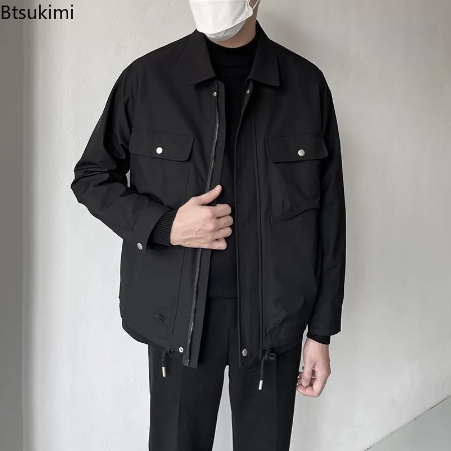 New 2025 Men's Collar Jacket Spring and Autumn Workwear Casual Korean Version Trendy Short Cut Slim Fit Assault Jackets for Men