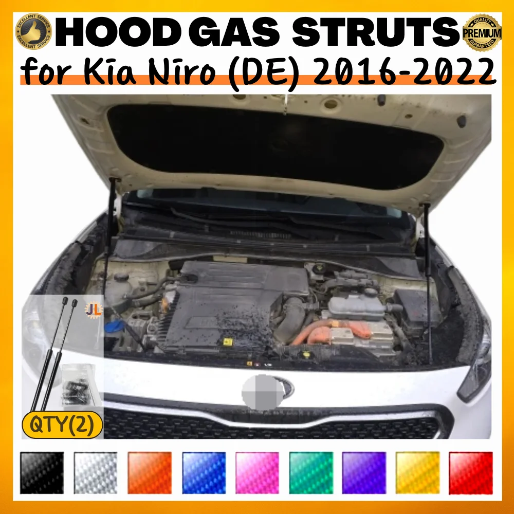 

Qty(2) Hood Struts for Kia Niro 1st (DE) 2016-2022 Front Bonnet Modify Gas Springs Shock Absorber Lift Supports Dampers