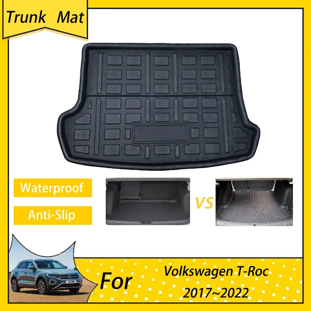 Car Trunk Mats for Volkswagen VW T-Roc T ROC TRoc 2017~2023 Waterproof Anti-slip Rear Boot Liner Carpet Accessories 2021 2022