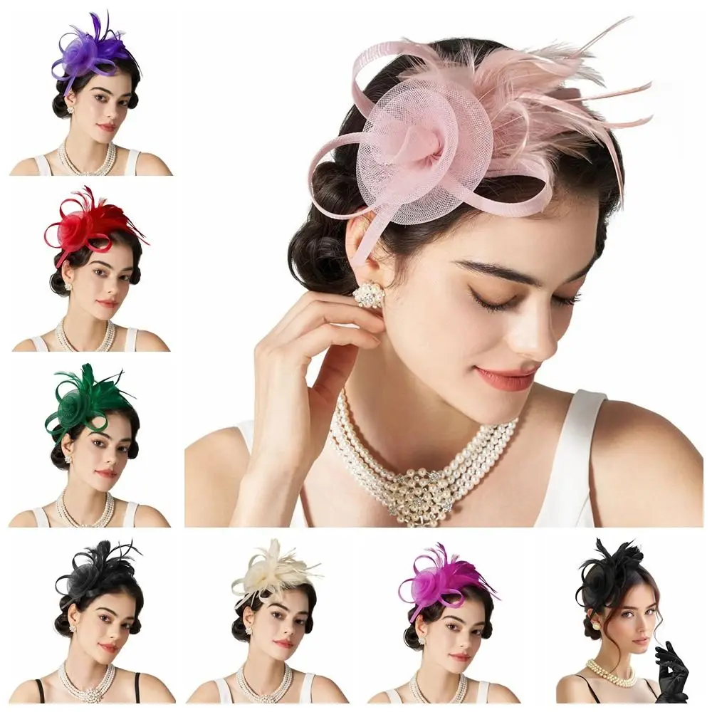 فستان رسمي ريش شبكي عقال فاخر ريترو فاسيناتور غطاء الرأس رائع أداء المرحلة خوذة #6