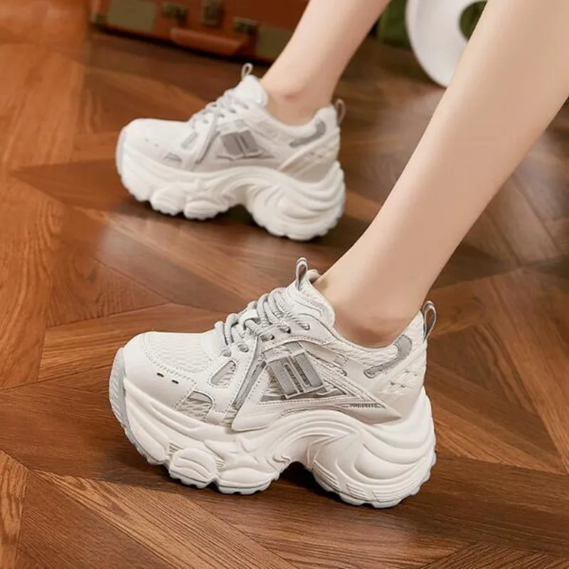 

New Thick-soled Height-enhancing Shoes for Women Autumn Versatile Breathable Mesh Sneakers Women Comfortable Casual Sports Shoes