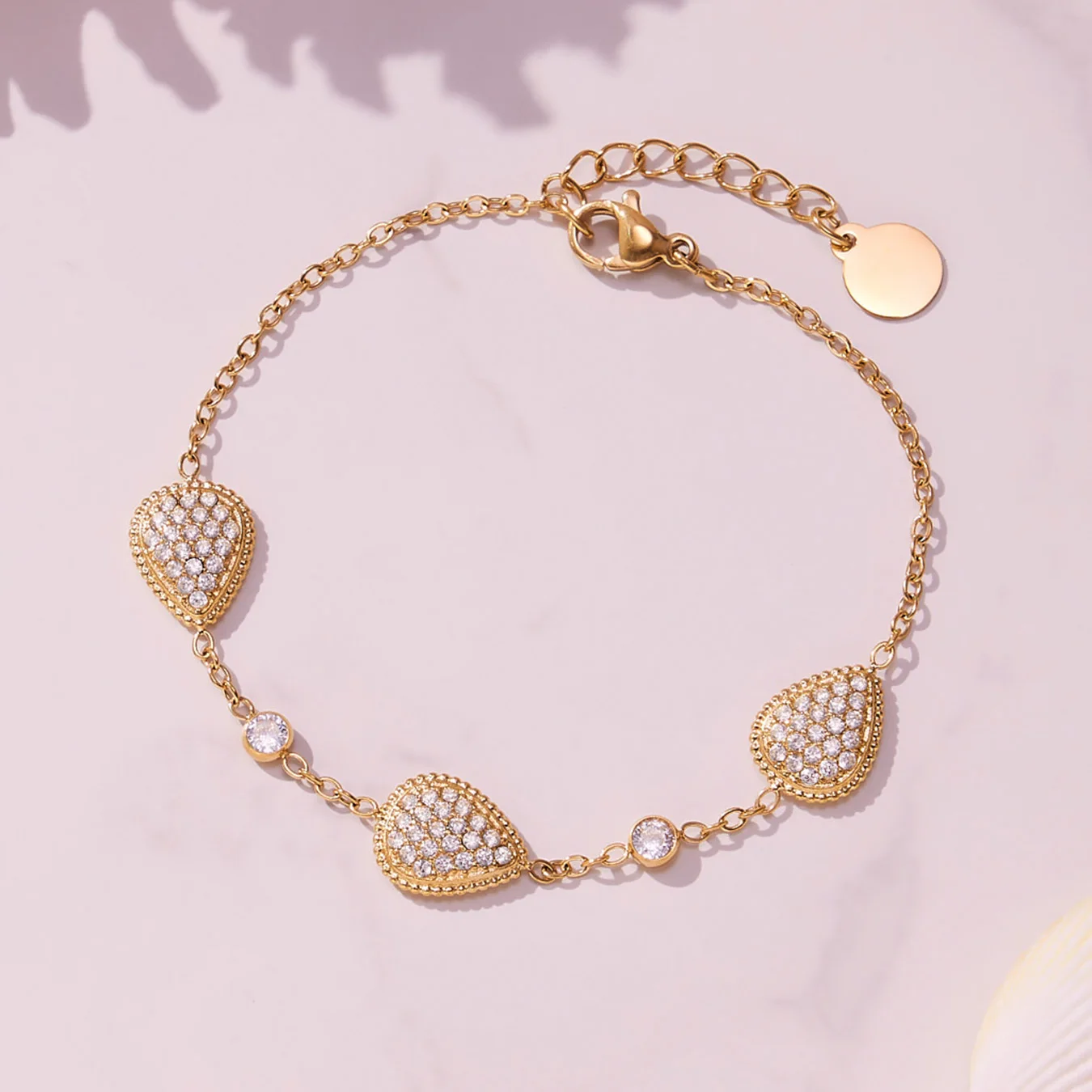 Liora مكعب زركونيا Waterdrop النساء أساور الفولاذ المقاوم للصدأ الحشرات النحل الكرز قطرة سحر Pulsera مجوهرات الزفاف الزفاف #5