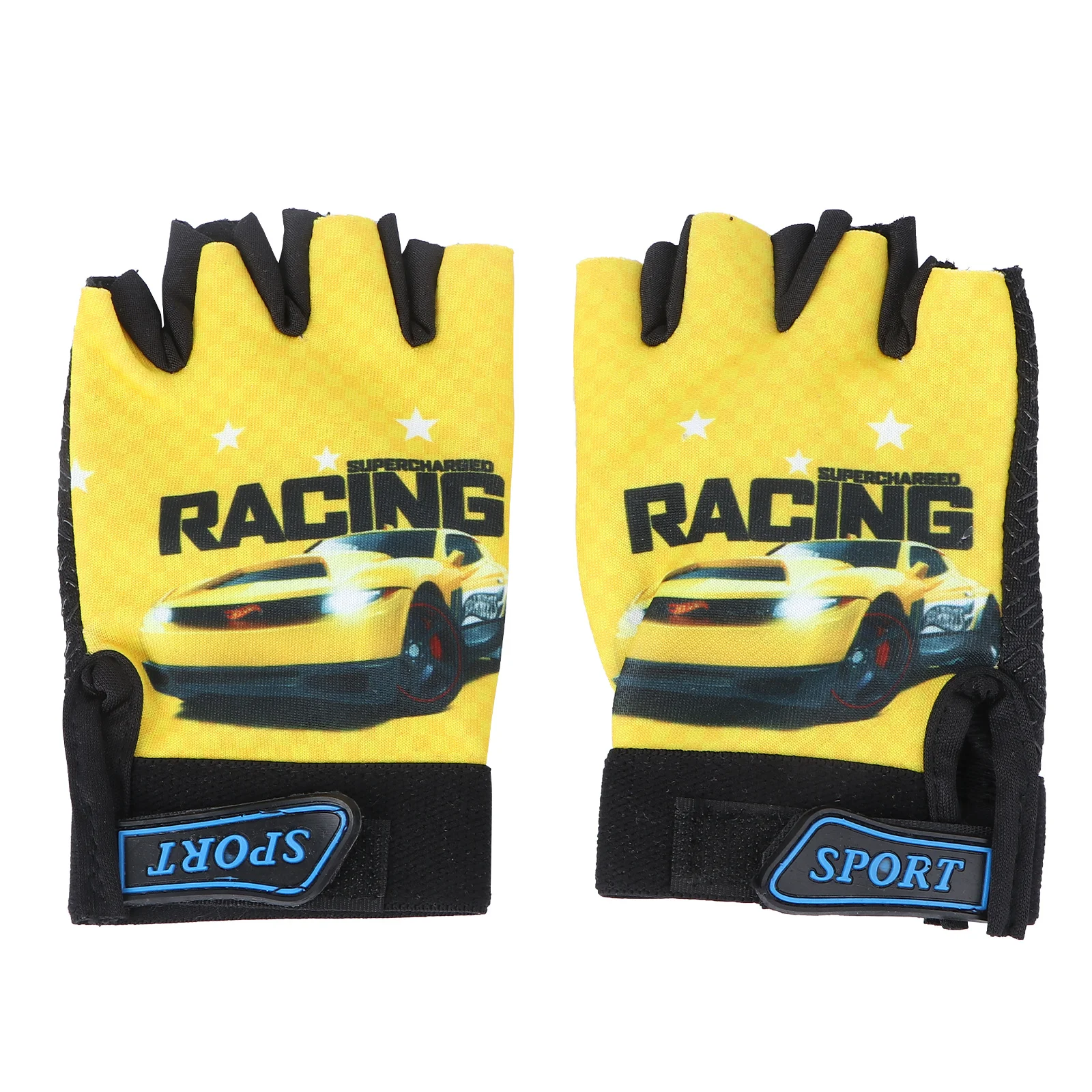 

Kids Half Finger Gloves Yellow Car Design Microfiber Waterproof Cycling Riding Running Hiking Fishing Paddling Rafting Outdoor