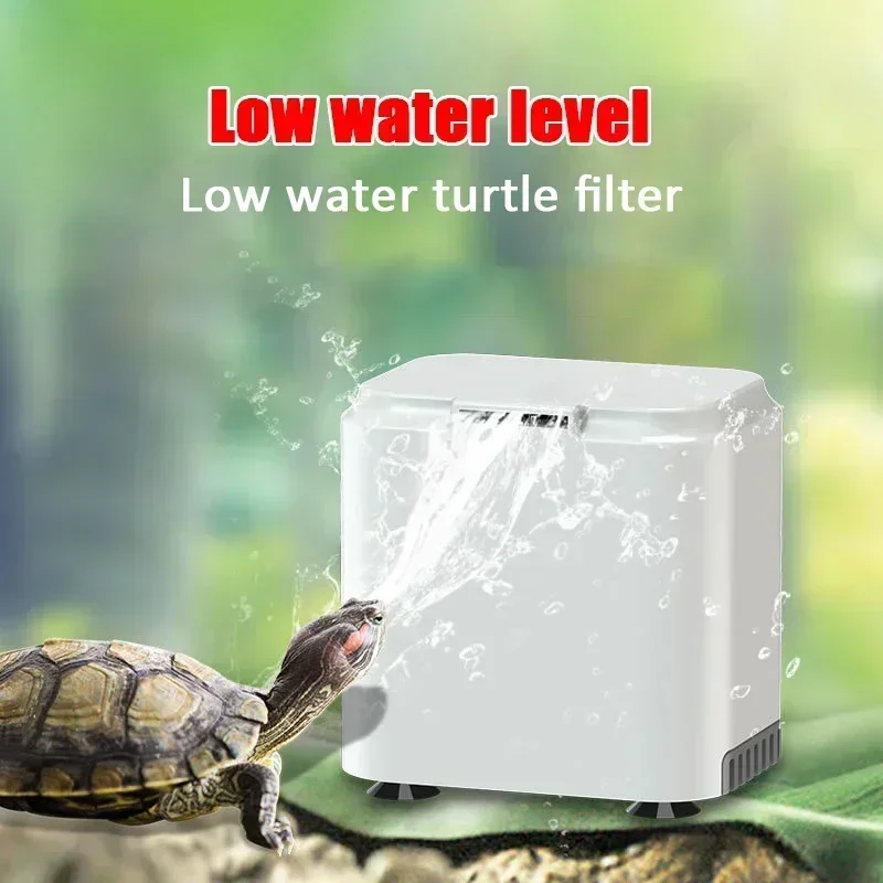 Turtle Low Water Filter with Cotton Filter Aquarium 3-in-1 Ultra Silent Waterfall Filter Water Circulation Turtle Tank Supplies