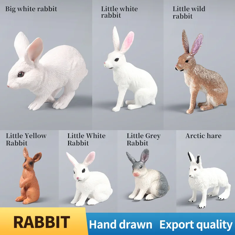 لعبة حيوانات نموذجية محاكاة لطيفة تعليمية - شخصية حيوانات على شكل أرنب أرنب أركتيكي من مادة PVC لتزيين الأطفال #2