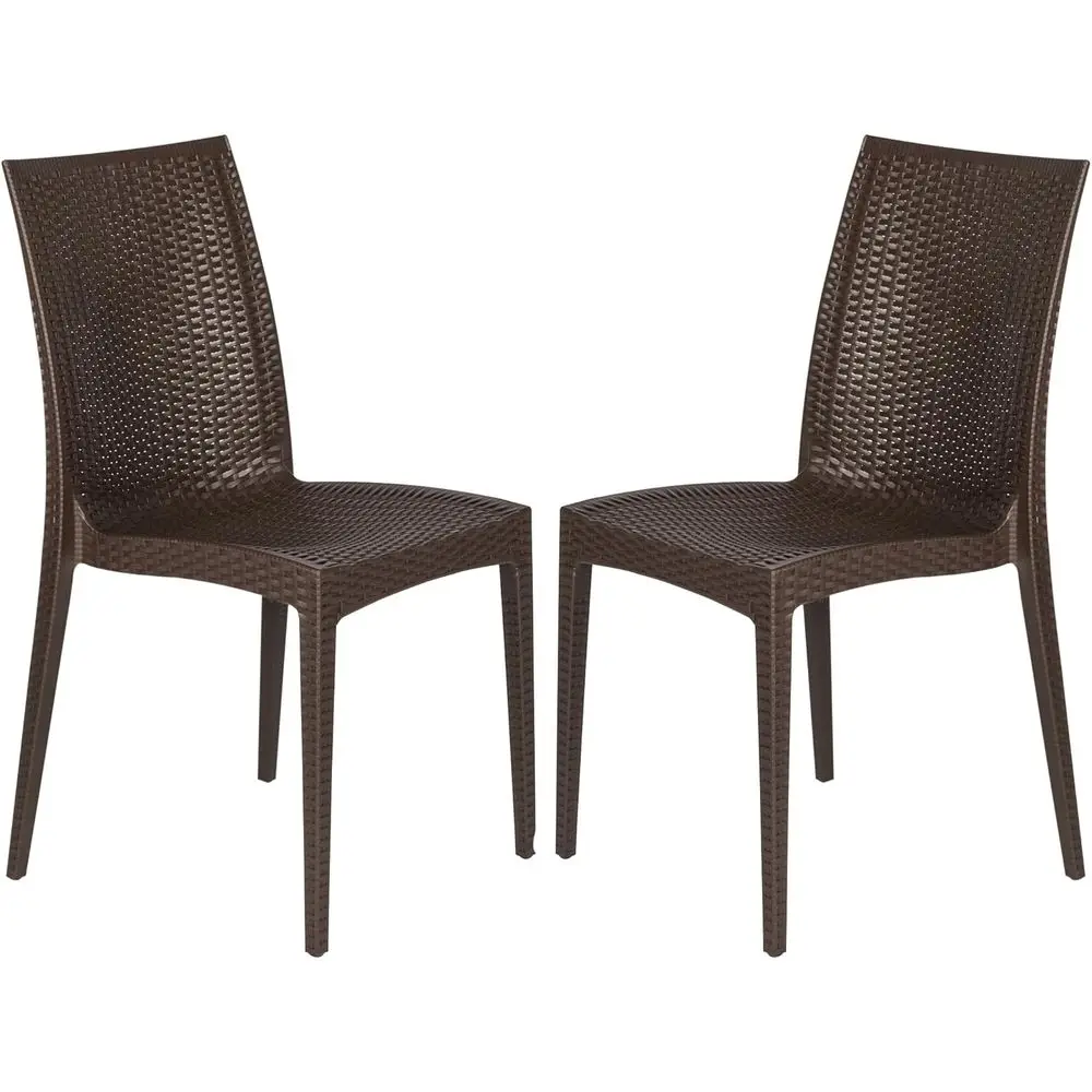 

Stackable Weather-Resistant Wicker Side Chair, Ideal for Patio, Garden, and Dining, Set of 2, Brown