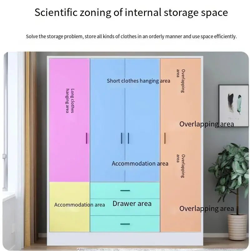 Wooden Wardrobe Storage Cabinet, Durable Assembly Closet for Bedroom, Wall-Fit Organizer for Rental Home