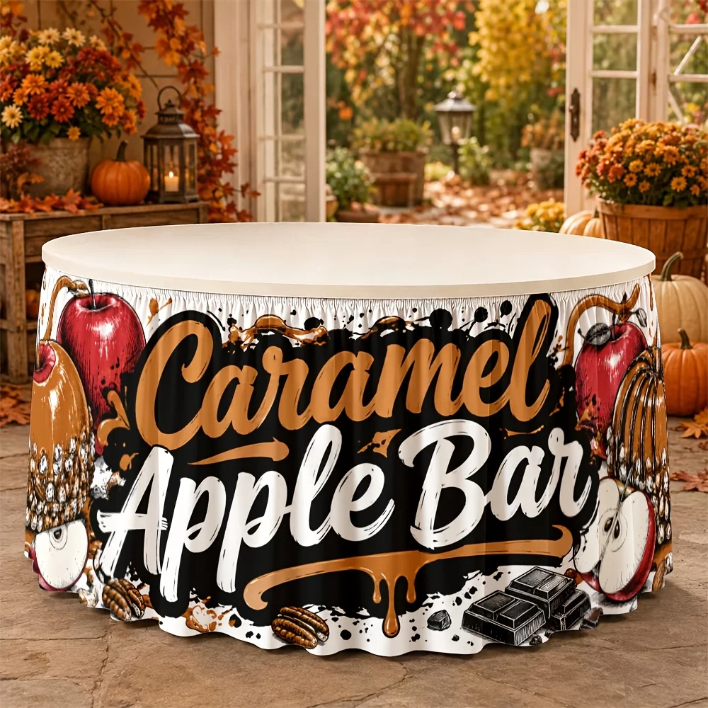 One tablecloth table skirt caramel apple bar dessert station autumn harvest