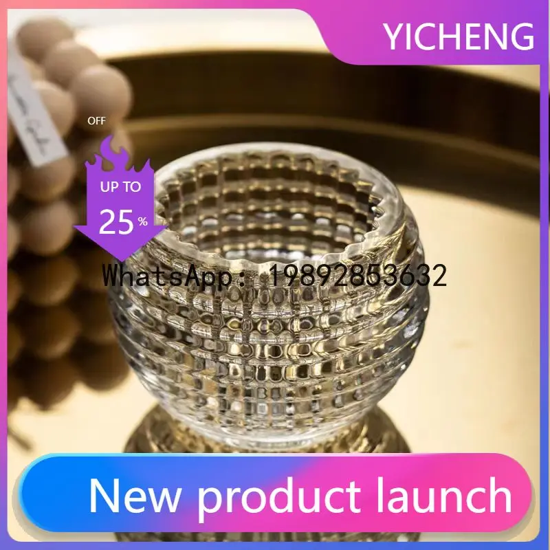 

Hys crystal glass mini vase desktop storage pen holder ornament makeup brush bucket