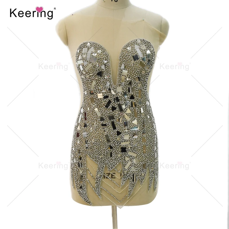 Big Crystal Flower Rhinestones Applique Body for Party Dress, Chest Sequin, New Product, WDP-433