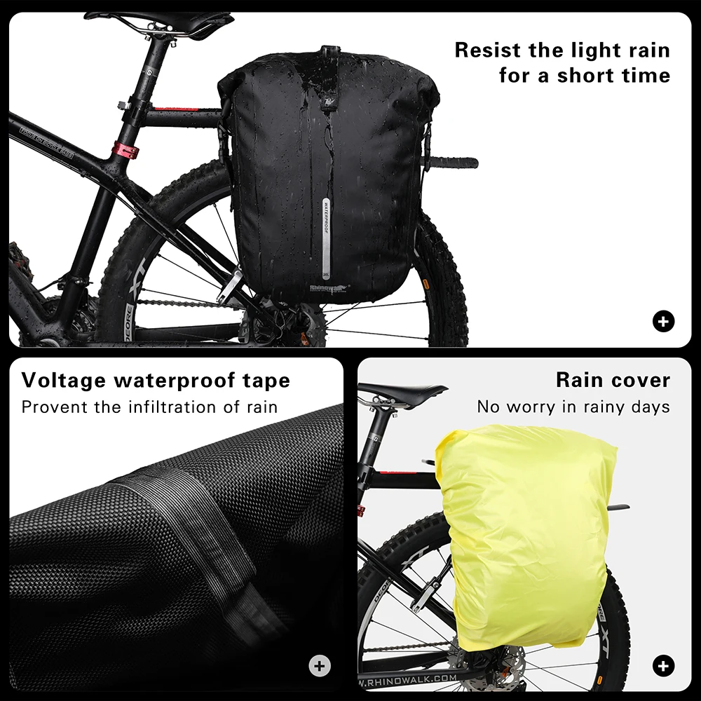 Rhinowalk Waterproof Bike Pannier Backpack 20L Trunk Bag Travel Cycling Bag Basket MTB Road Bicycle Rear Rack Tail Bag Accessory