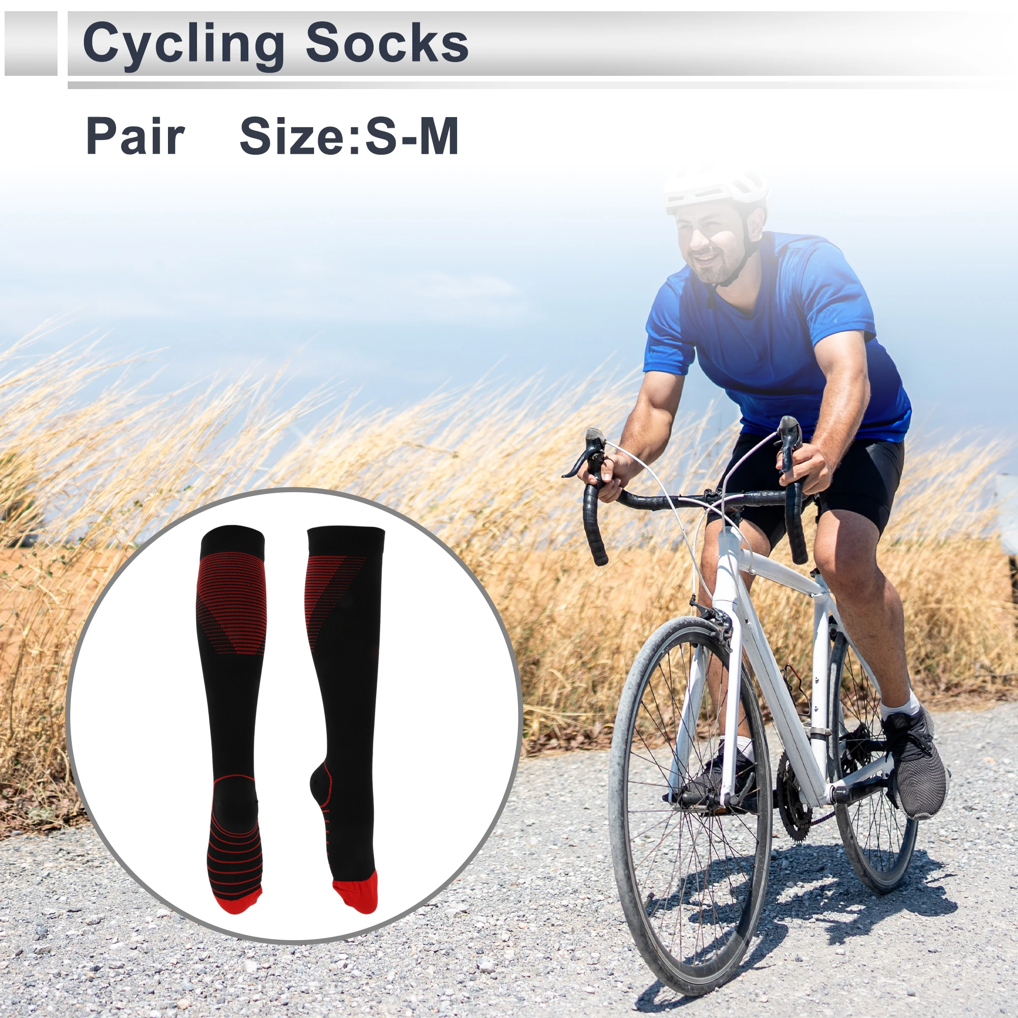 X Autohaux الدراجات الجوارب تنفس العرق ماصة دراجة خارجية الجوارب أحمر أسود حجم S-M 1 زوج شيفرون المشارب