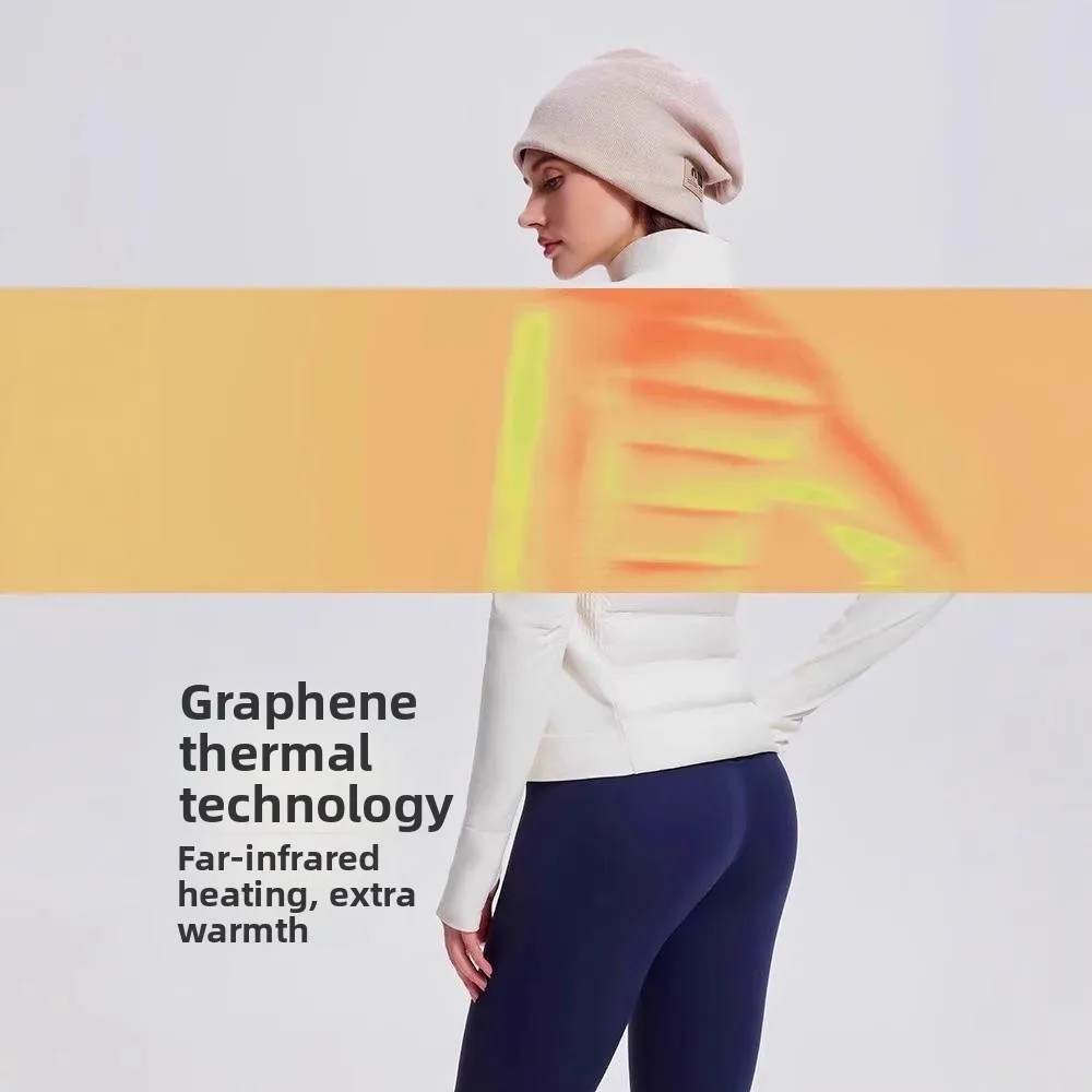 Spor Lichtgewicht donsjack Dames Herfst Winter Opstaande kraag Warm Winddicht Elastisch Wit Ganzendons Hardlopen Yoga Fitnes...