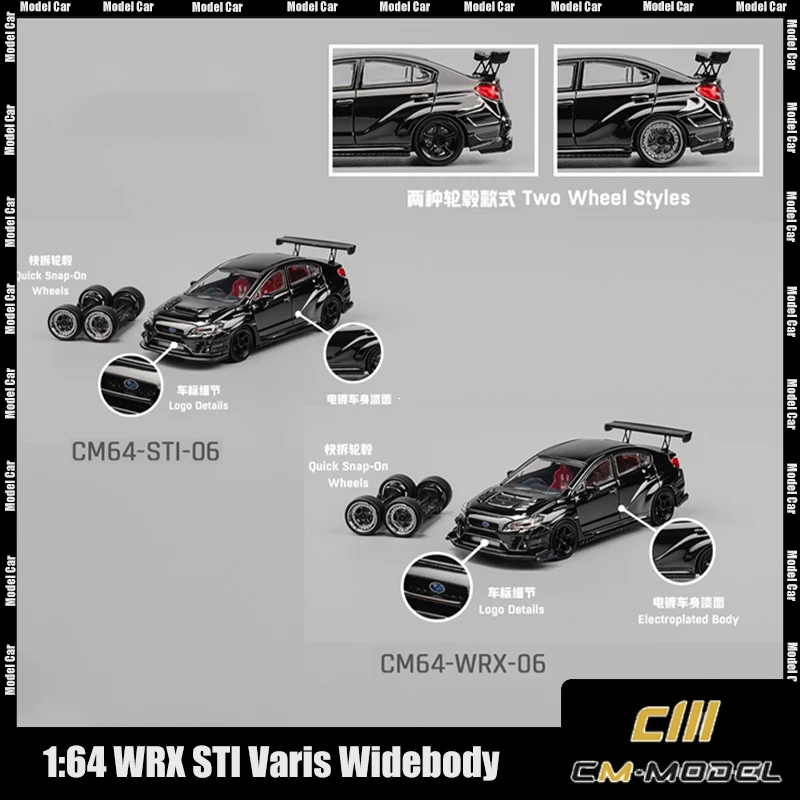 

Original CM Model 1:64 Varis WideBody Chome Black Model Car Miniature Alloy Car Model Collection CM Customized Toy Gift
