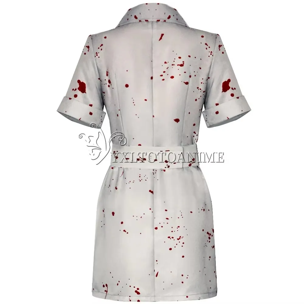 Movie Silent Hill Cosplay Costume Nurse White Bloodstained Belt Hat And Mask Uniform Halloween Fancy Halloween Dress for Woman view 4