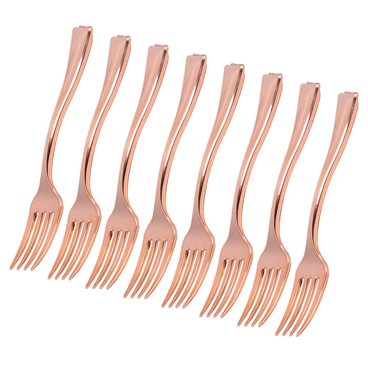 24pcs Disposable Mini Forks Fruit Dessert Pudding Forks Party Supplies for Restaurant KTV (Rose Gold)