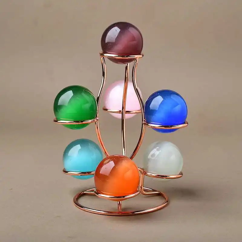 4Colors Metal Seven Ball Base Crystal Ball Base Bracket Creative Home Living Room Desktop Ornament Multi-ball Decoration LH426