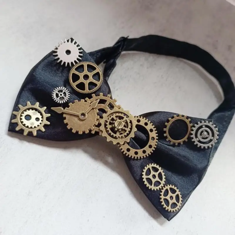 1Pcs Steam Punk Style Gear Decorative Bow Tie Boys Girls Stage Performance Fashion Exquisite Retro Adjustable Bow Tie