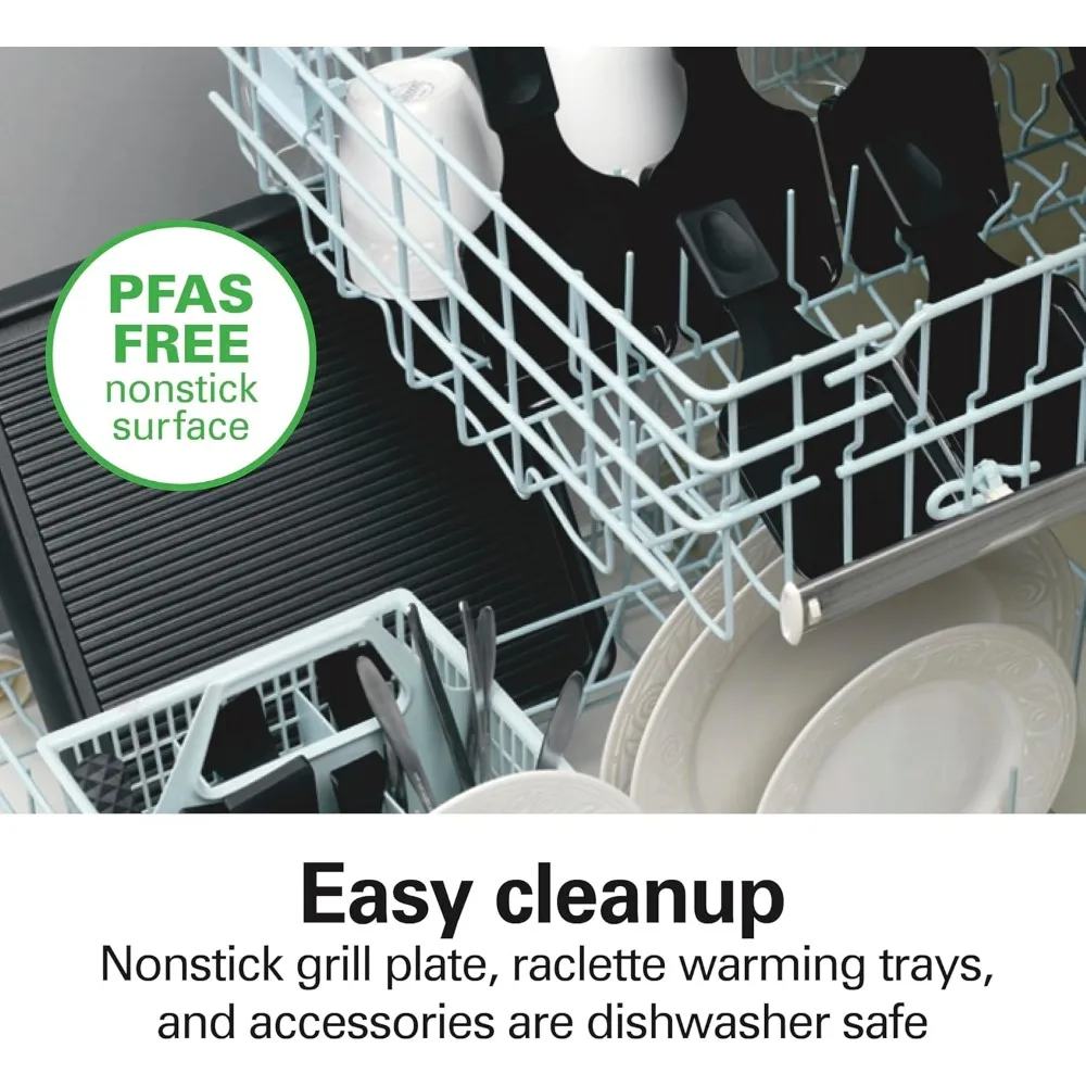 Electric Indoor Raclette Table Grill, PFAS-Free Serves up to 8 People for Parties and Family Fun, Includes 8 Warming Trays