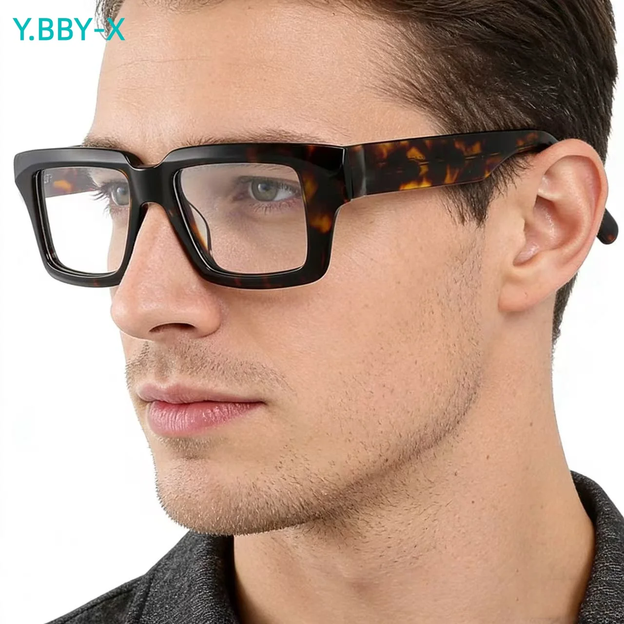 

Y.BBY-X Acetate Glasses Frame Square Eyeglasses New Men Thick Reading Glasses Japanese Handmade Eyewear