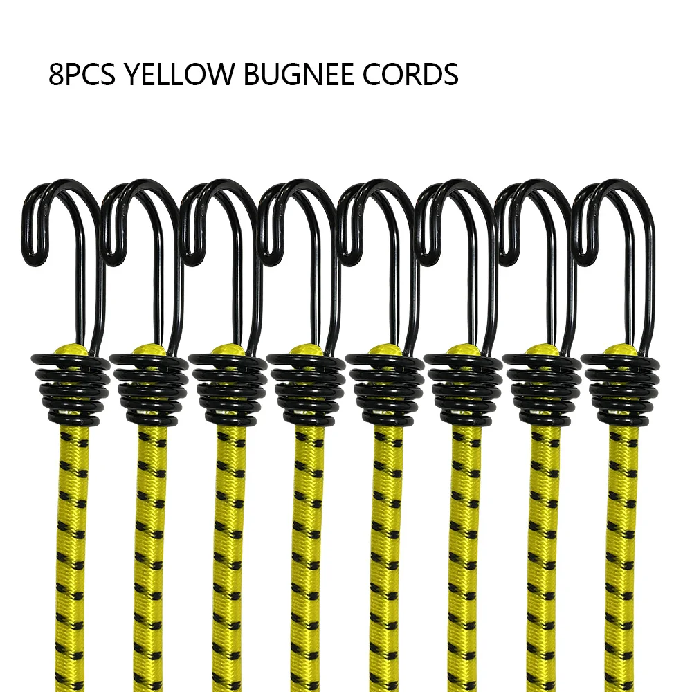 8 Stücke 60 cm Camping Bungee-seil Doppel-J Haken Elastische Riemen Bungee-seile Hohe Elastizität Latex Gebunden Seil Fahrrad Gepäck Lanyard – Detail 7