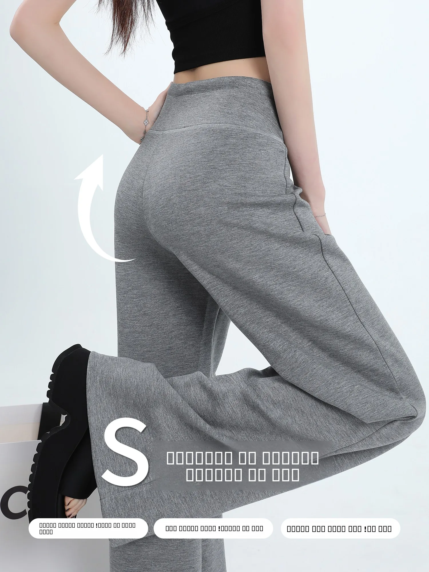 Damskie spodnie sportowe do jogi z wysokim stanem i szerokimi nogawkami, dopasowane, wygodne spodnie codzienne z mieszanki poliestru o wysokiej elastyczności.