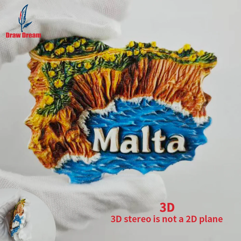 1Pc Malta Creative 3D Embossed Refrigerator Magnet World Travel Souvenir Collection Suitable for Home and Office Decoration, Personalized Exclusive Travel Souvenir Magnetic Refrigerator Magnet Home Decoration, Kitchen, Room, Office, Cabinet Crafts Gift, Holiday Souvenir, Exquisite Small Gift
