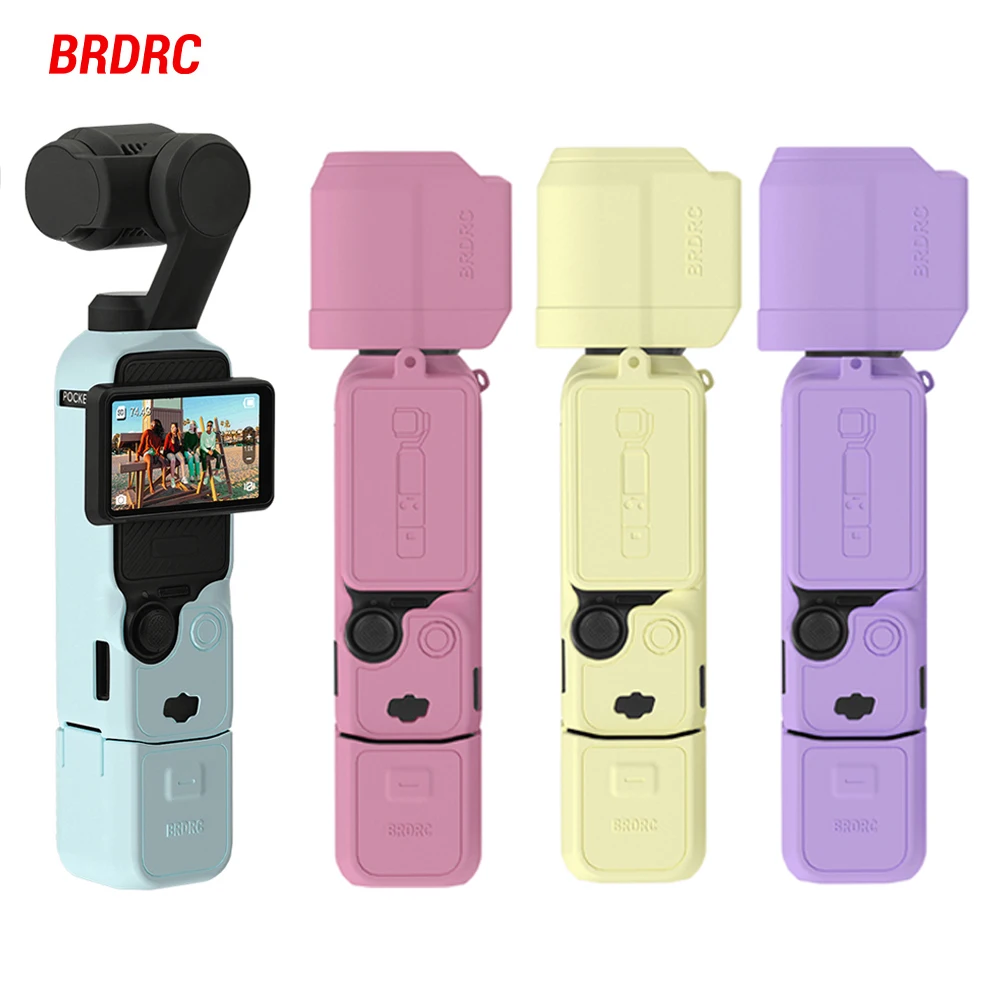 BRDRC Silicone Case for DJI Osmo Pocket 3 Gimbal Camera Quick Release Anti-Scratch Handle Soft Protective Case Anti-bump Cover