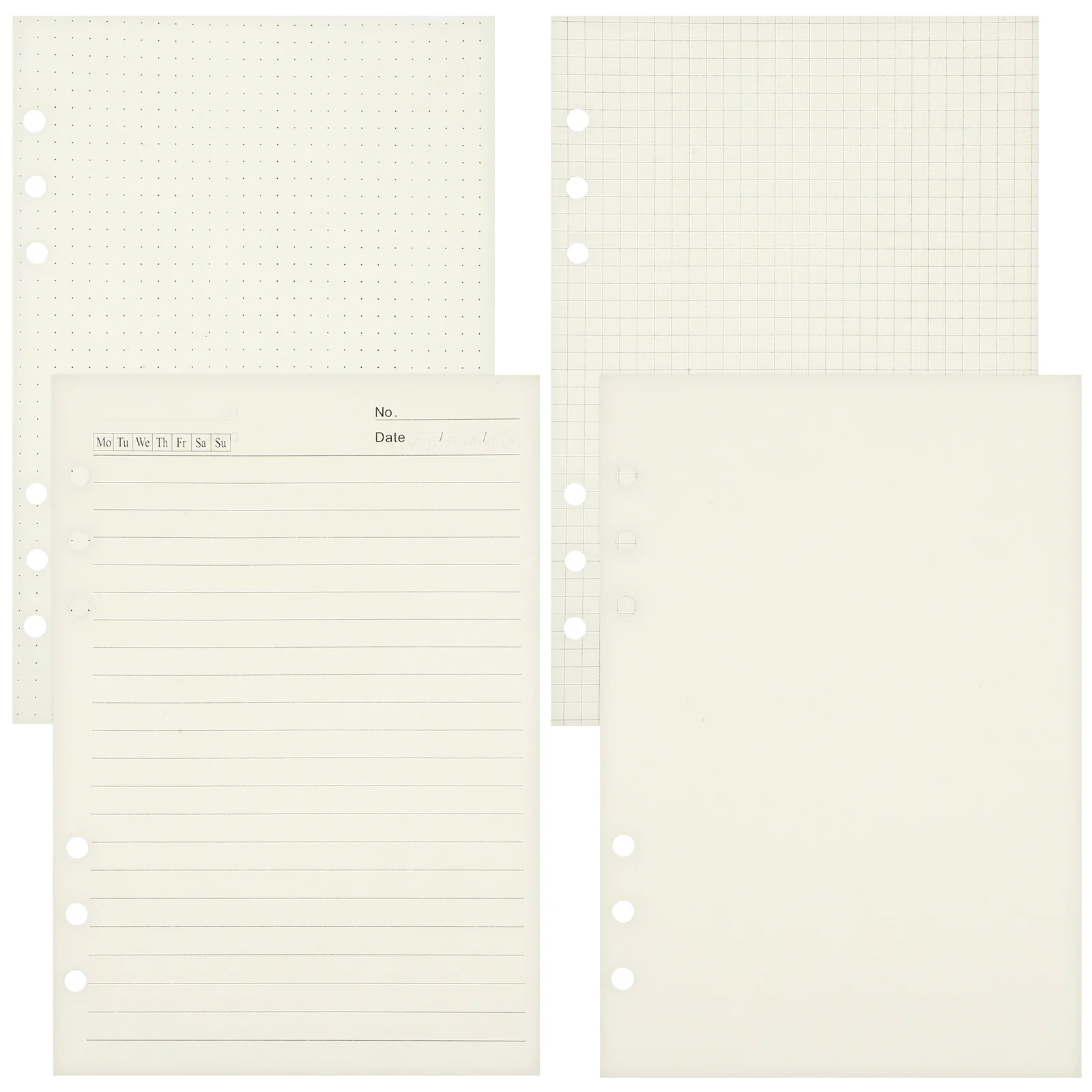 4 قطعة A5 ورقة فضفاضة عبوة الورق ل دفتر مخطط 6 حفرة لكمات سميكة منقط اصطف شبكة الموثق إدراج استبدال ورقة