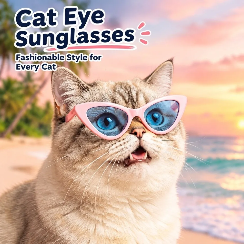 Triangular Cateye Pet Sunglasses Multiple Bright Colors Novelty Funny Cat Glasses Lightweight Pet Eyewear Cat Festival Dress Up
