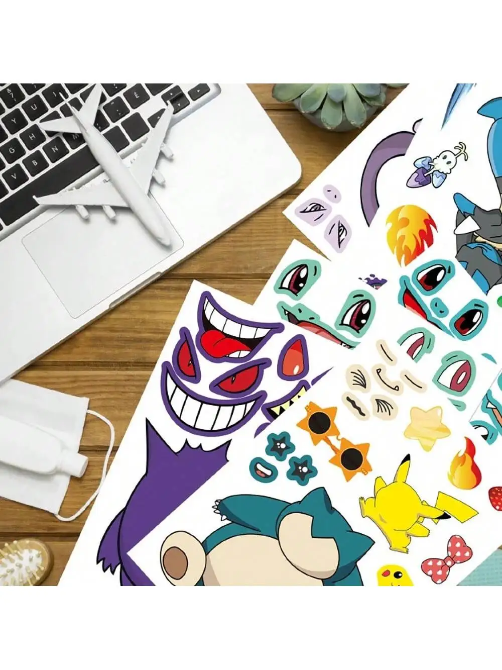 6/12 ورقة بوكيمون الكرتون لغز ملصق DIY بها بنفسك الهاتف المحمول الأمتعة سكيت الكتابة على الجدران الشارات متعة للطفل هدية
