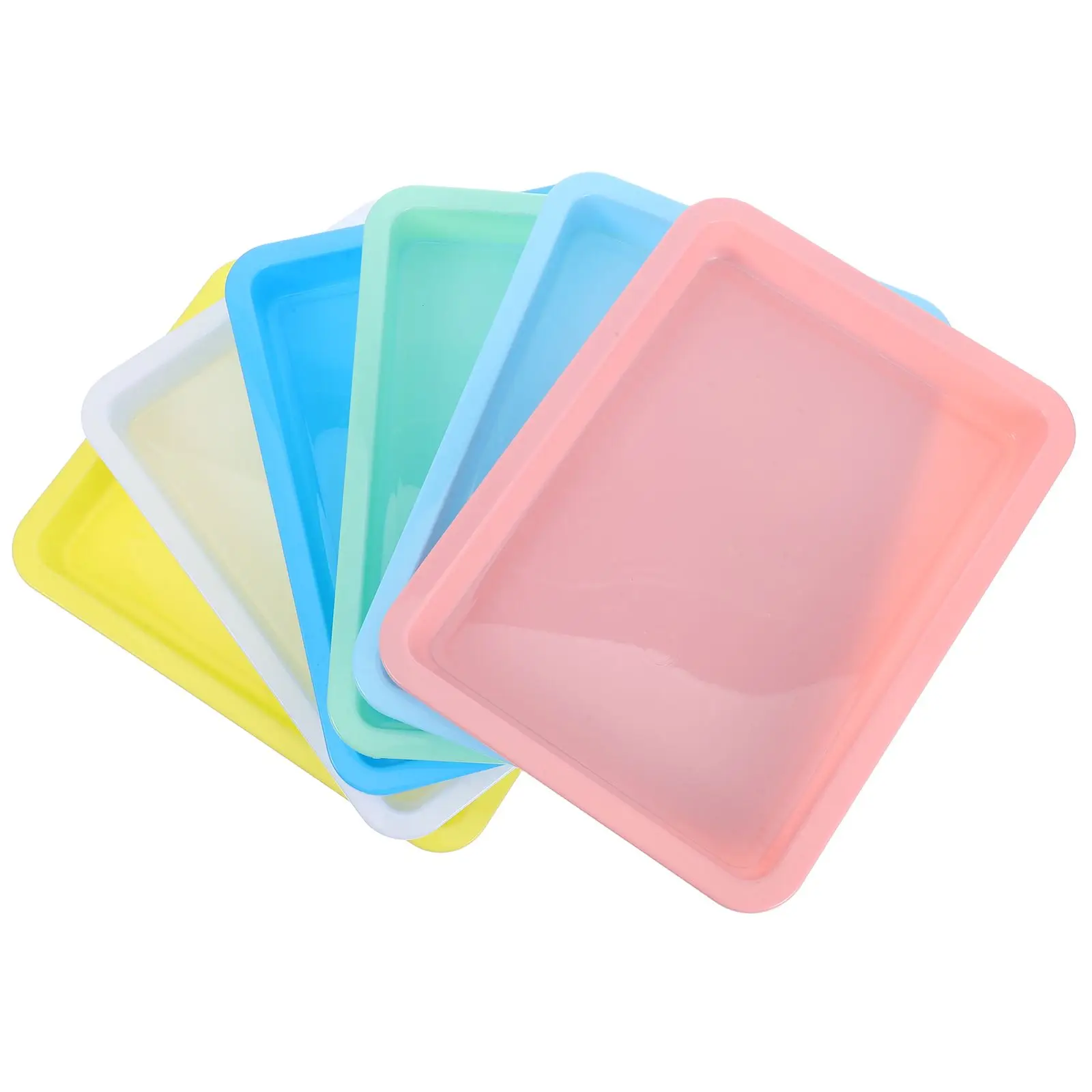 

6 Pcs Colorful Plastic Trays Thickened Non-slip Base for Crafts Classroom Paint Storage Organizer Teaching Tools