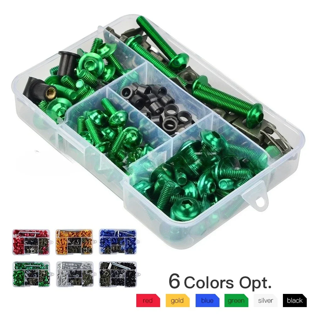 177pcs/Box Colorful Fasteners Screws Set Aluminum Windscreen Screws Motorcycle Fairing Bolt Kit Motorcycle Modified Parts
