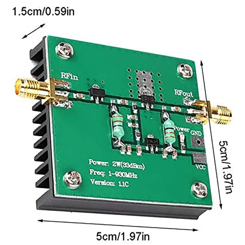 RF 광대역 전력 증폭기 모듈, 라디오 변속기 FM HF VHF용, 1-930MHz, 2W