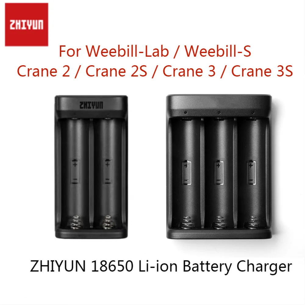 

ZHIYUN 18650 Battery Charger 2 Or 3 Slots For 18650 Battery Weebill-S/Crane2/2S/3/3S Black Color Stabilizer Spare Parts Type C