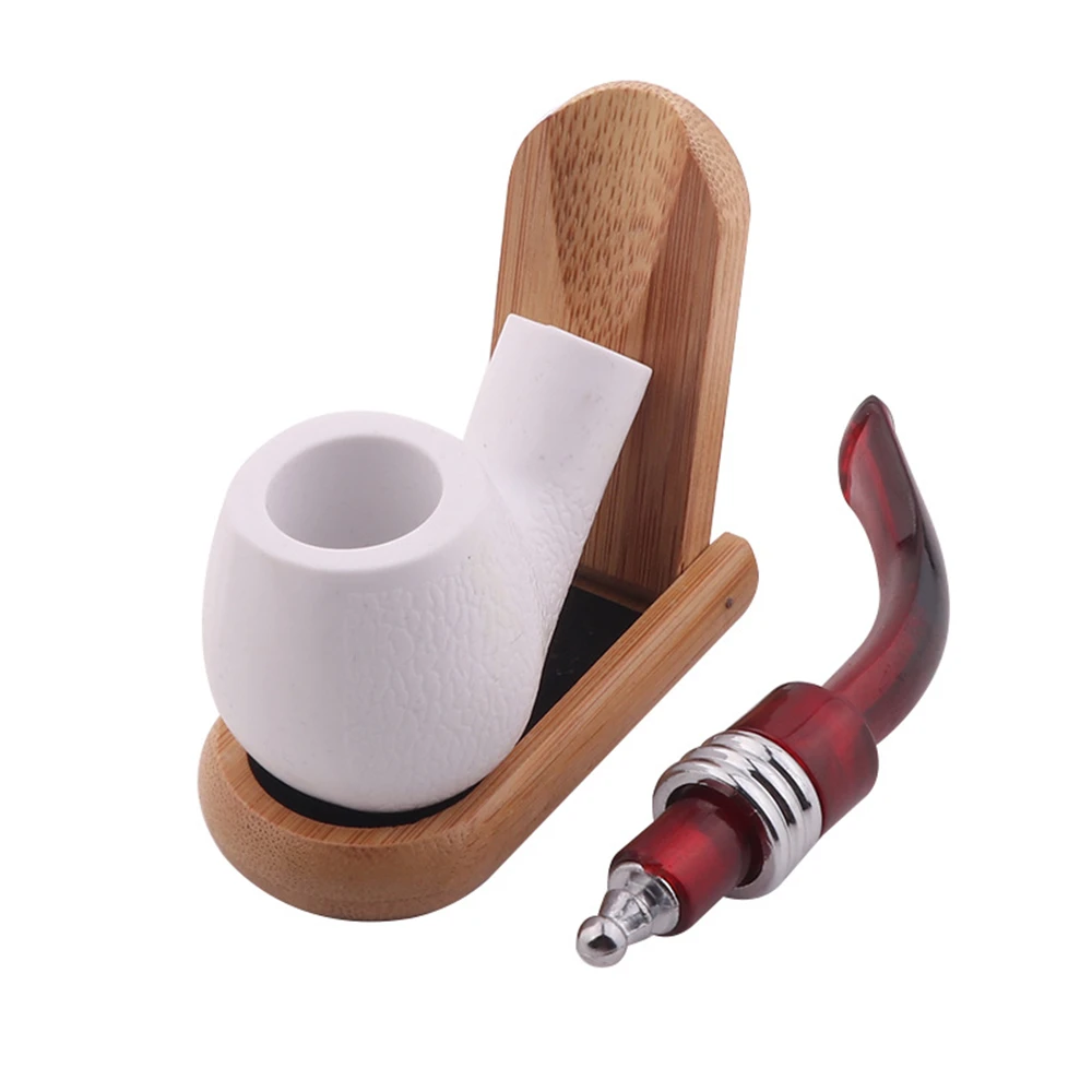 Resin Tobacco Pipe Curved Red Tail White Splicing Color Filter Pipe Meerschaum Durable Cigarette Cigar Smoking Pipe Smoker Gift