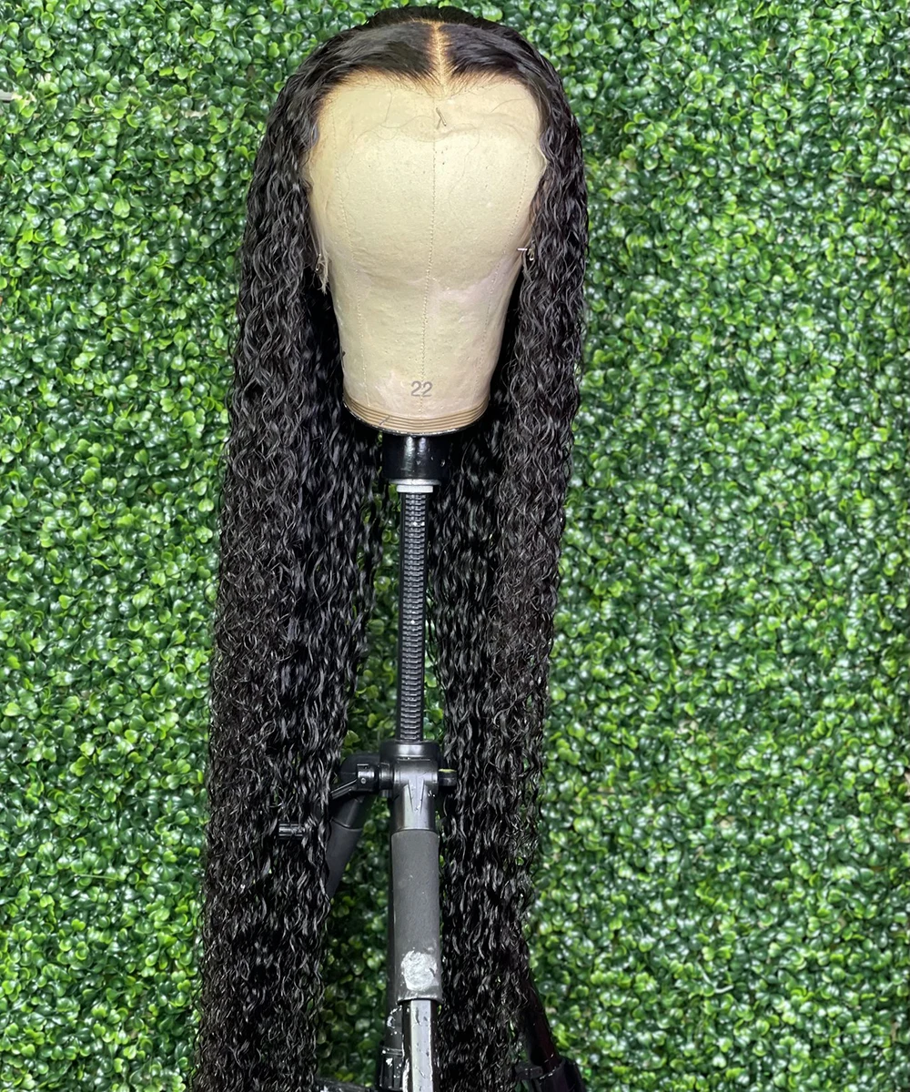 Натуральный Черный 180 Плотность 26 Дюймов Длинный Глубокий Кудрявый Мягкий Парик Фронта Шнурка Для Женщин С Волосами Младенца Бесклеевые Предварительно Собранные Ежедневно