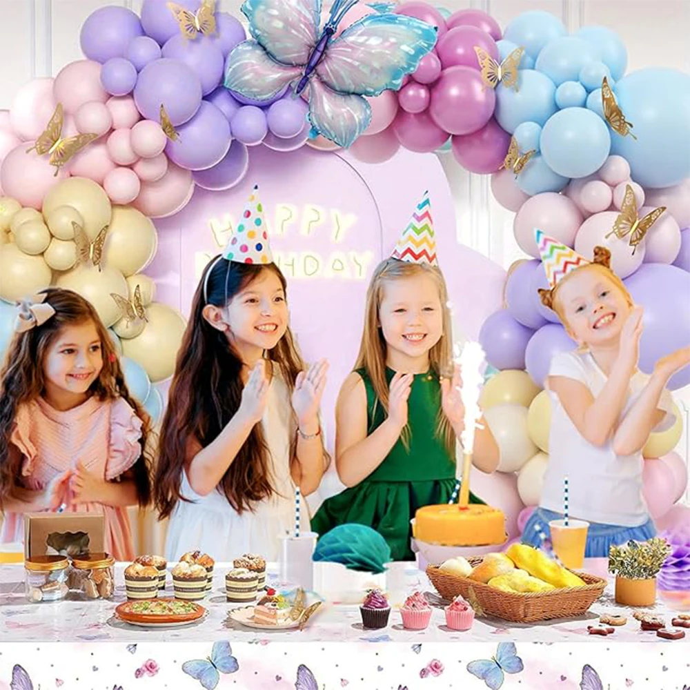 93pcs Butterfly Balloon Garland Arch Kit, Large Butterfly Foil Balloon, Macaron Butterfly Birthday Baby Shower Wedding Party