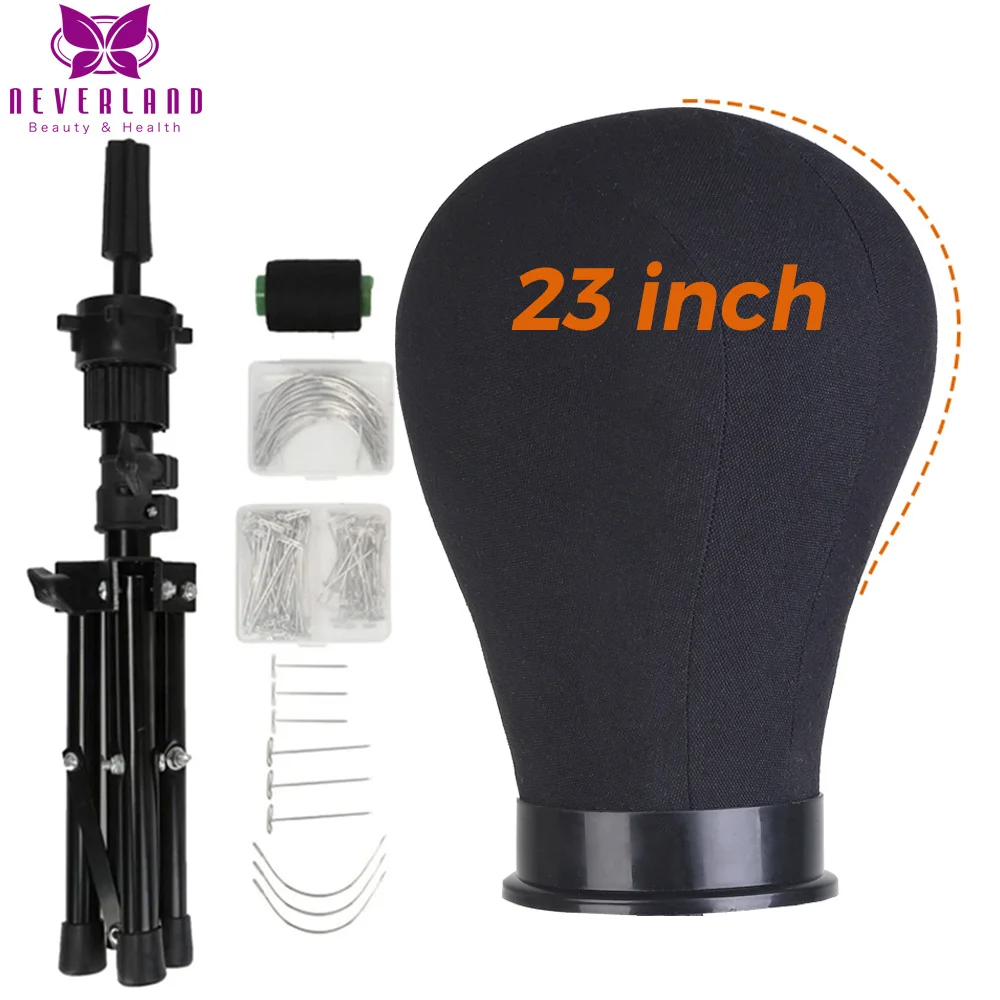 Wig Stand Wig Tripod With Mannequin Canvas Block Head 23 Inch Training Head Display Styling Mannequin with Head Hair Tools