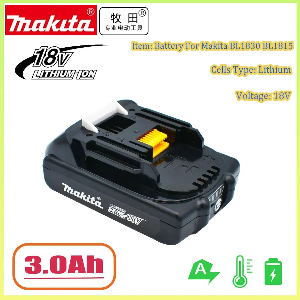 

Original Makita Rechargeable 18V 3.0Ah Li-Ion Battery BL1830 BL1815 BL1860 BL1840 194205-3 Replacement Power Tools Battery