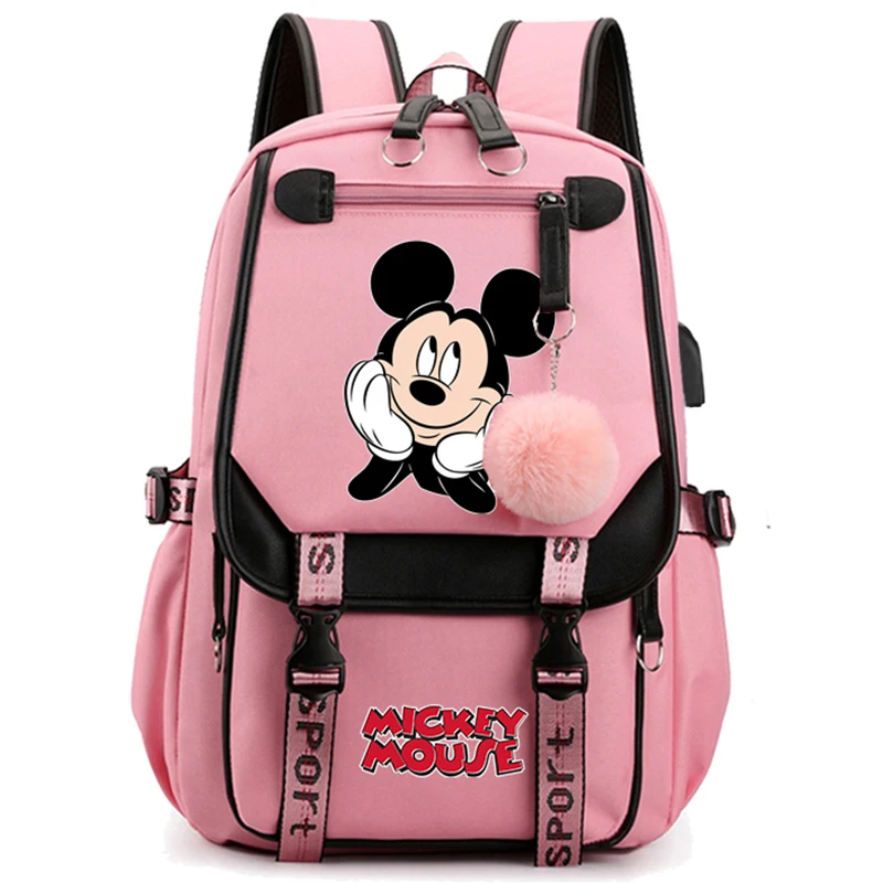 MINISO Mickey Mouse Cartoon Backpack Sport Rucksack Laptop Teens Travel Schoolbag for Boy Girl Bagpack Student Teenagers Bookbag