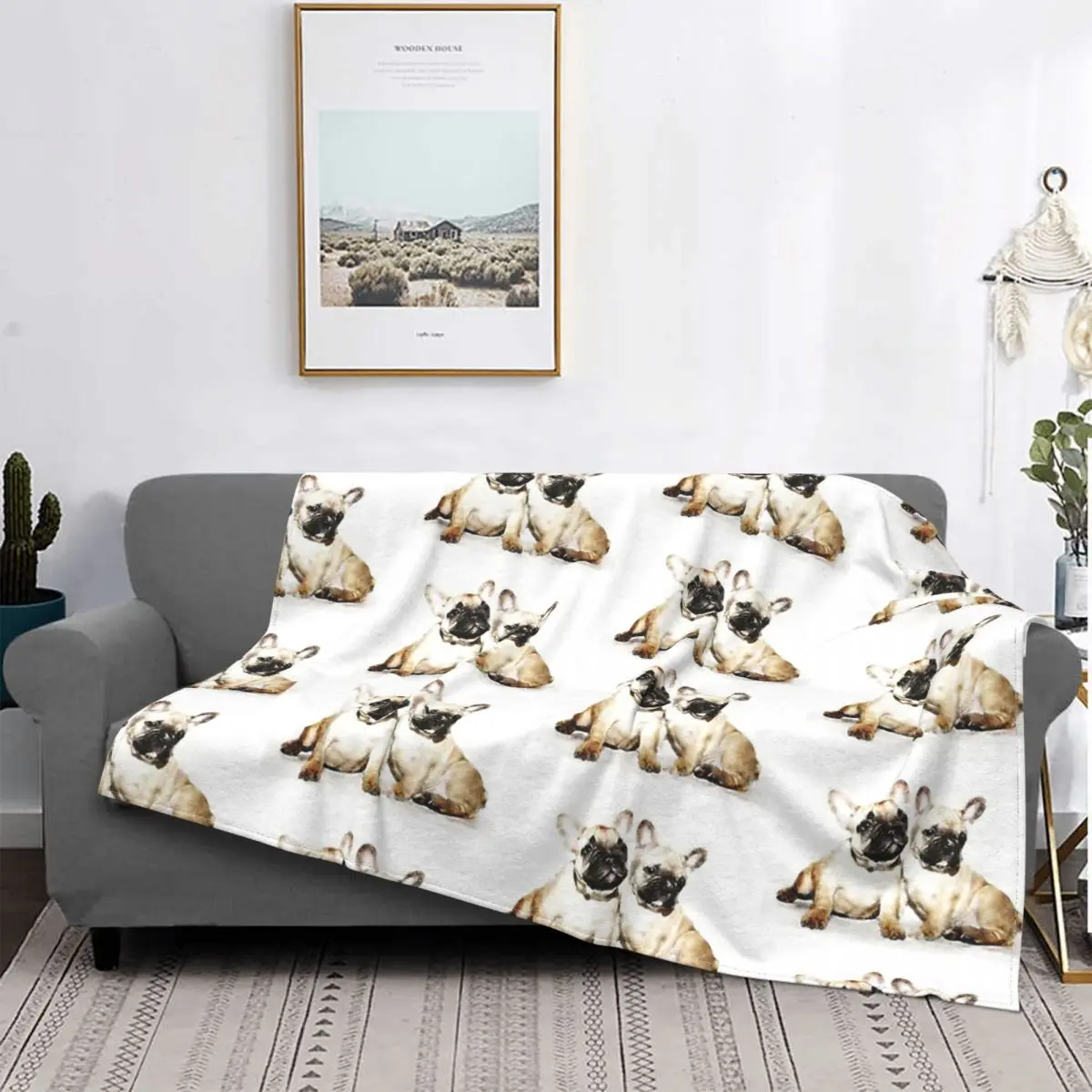 

French Bulldog Blanket Flannel Spring Autumn Dogs Warm Throws For Winter Bedding