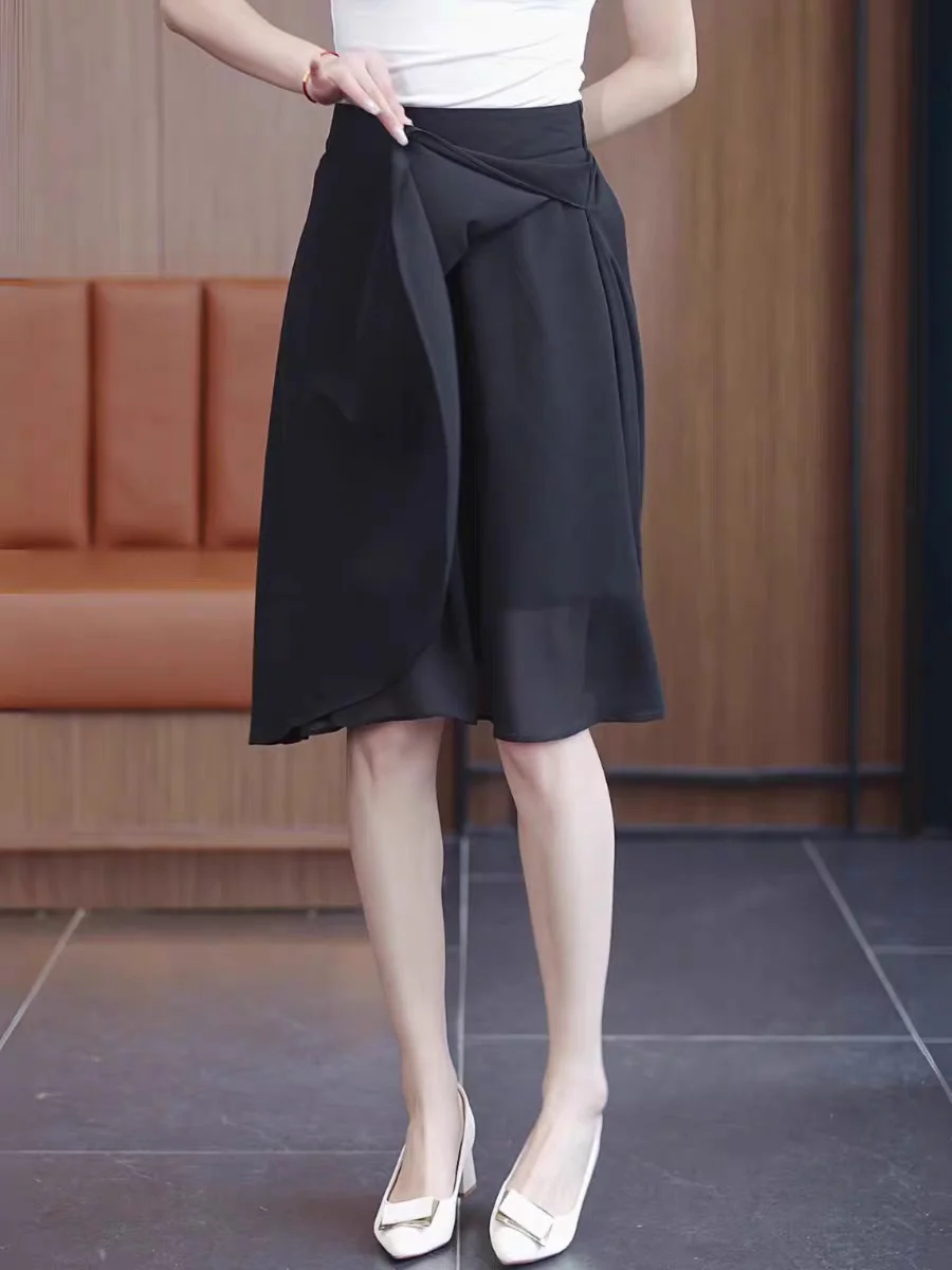 Women's High Waist Umbrella Skirt Harajuku Summer Chiffon Skirts for Women Office Evening Elegance Casual Loose A-Line Skirts