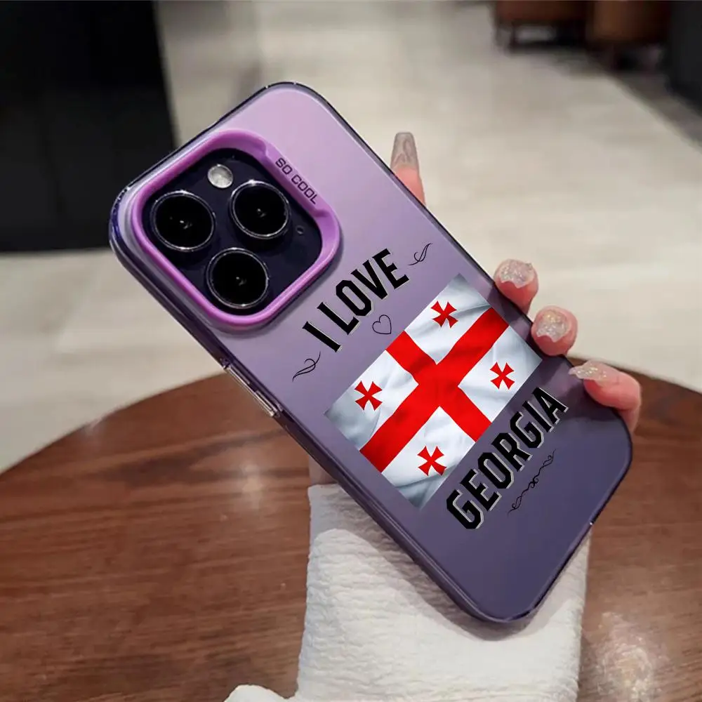 جورجيا العلم قضية الهاتف آيفون 11 12 13 14 15 16 17Pro ماكس الهواء زائد البسيطة الخفيفة الفاخرة الراقية الملونة الفضة حالات