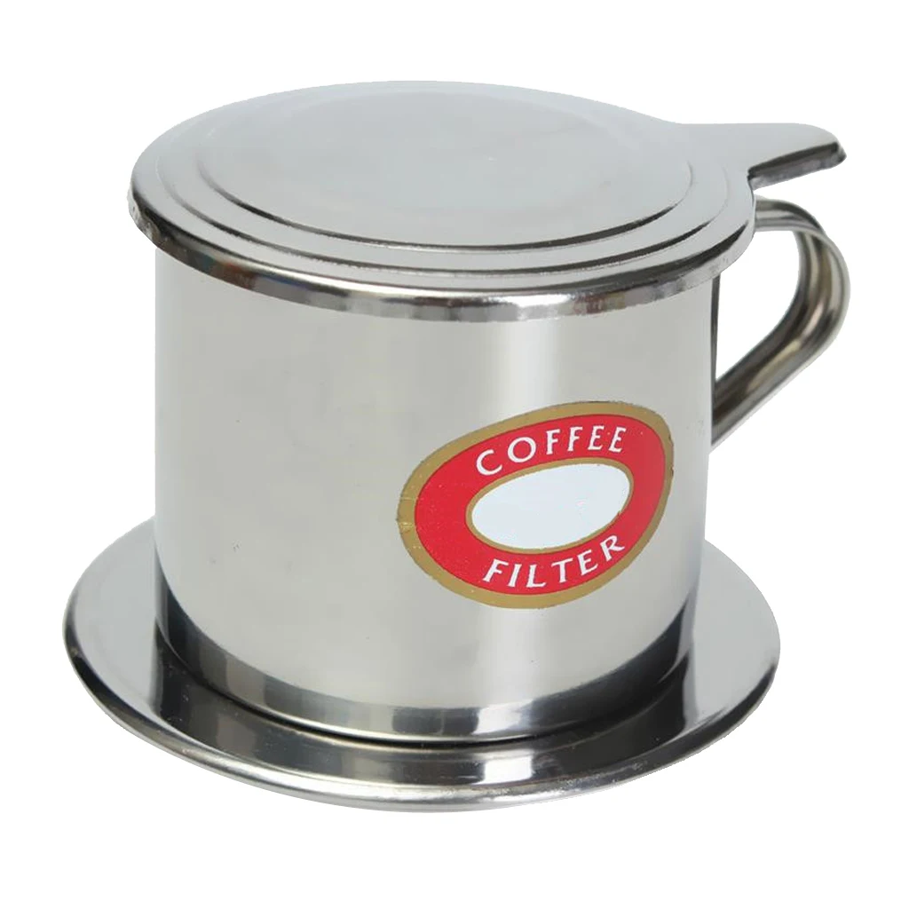 Vietnamese Coffee Filter, Press Pot, Stainless Steel Drip Coffee Filter Maker Pot Infuser for Office Traveling