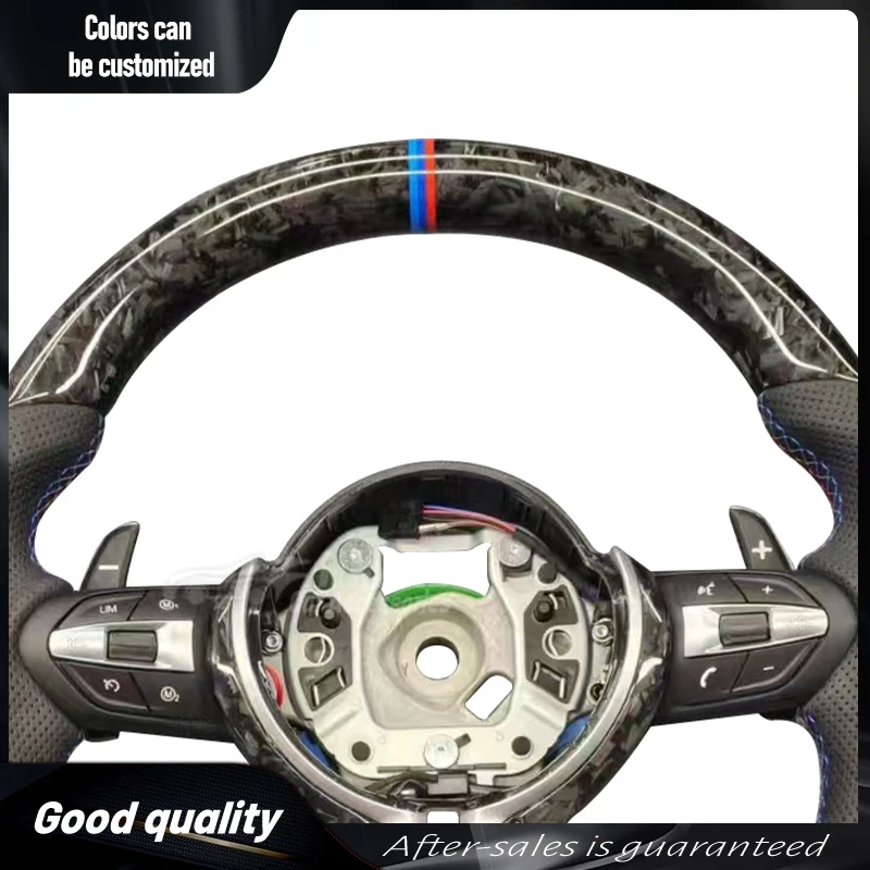 The Steering Wheel For BMW F30 F10 F31 F20 E90 Is Made Of Forged Carbon Material, And The Car Accessories Include The //M logo