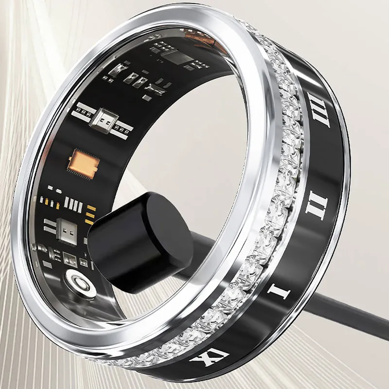 Luxmoc V2 Fashionable Diamond-Encrusted Smart Ring Heart Rate And Blood Oxygen Detection Pedometer Multi-Functional Sports Ring