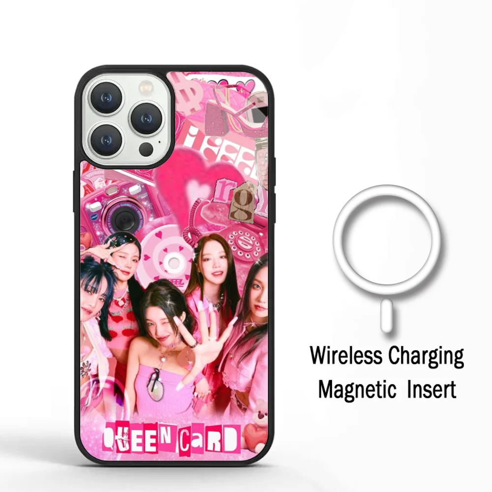 

Kpop G-GIDLE I FEEL Beautiful Phone Case For IPhone 11 12 13 14 15 Plus Pro Max Acrylic Cover For Magsafe Wireless Charging